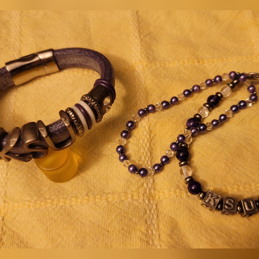 Kansas State University: Chic Purple and Crystal Bracelet Set